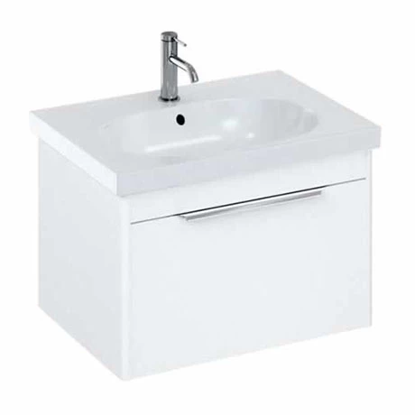 Britton Shoreditch Wall Hung Vanity Unit - Matt White - 650mm with Chrome Handle inc. Round Basin 3 Britton Shoreditch Wall Hung Vanity Unit - Matt White - 650mm with Chrome Handle inc. Round Basin