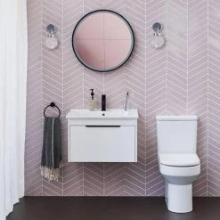 Britton Shoreditch 650mm Wall-Hung Single Drawer Vanity Unit with Black Handle - Matt White -Wall Hung Vanity Units Shop S65SDWSQBL nd2 460