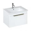 Britton Shoreditch 650mm Wall-Hung Single Drawer Vanity Unit with Brass Handle - Matt White 2 Britton Shoreditch 650mm Wall-Hung Single Drawer Vanity Unit with Brass Handle - Matt White -Wall Hung Vanity Units Shop S65SDWSQBR P