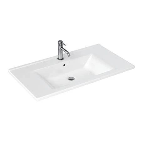 Britton Shoreditch 850mm Wall-Hung Double Drawer Vanity Unit with Brass Handles - Matt Grey 4 Britton Shoreditch 850mm Wall-Hung Double Drawer Vanity Unit with Brass Handles - Matt Grey - Image 2