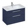 Britton Shoreditch 850mm Wall-Hung Double Drawer Vanity Unit with Chrome Handles - Matt Blue -Wall Hung Vanity Units Shop S85DDBSQ P