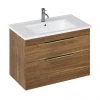 Britton Shoreditch 850mm Wall-Hung Double Drawer Vanity Unit with Brass Handles - Caramel -Wall Hung Vanity Units Shop S85DDCSQBR P