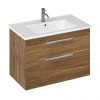 Britton Shoreditch 850mm Wall-Hung Double Drawer Vanity Unit with Chrome Handles - Caramel -Wall Hung Vanity Units Shop S85DDCSQ P