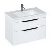 Britton Shoreditch 850mm Wall-Hung Double Drawer Vanity Unit with Black Handles - Matt White -Wall Hung Vanity Units Shop S85DDWSQBL np