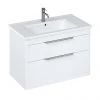 Britton Shoreditch 850mm Wall-Hung Double Drawer Vanity Unit with Chrome Handles - Matt White -Wall Hung Vanity Units Shop S85DDWSQ P