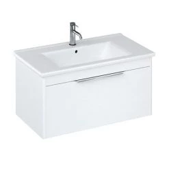 Britton Shoreditch 850mm Wall-Hung Single Drawer Vanity Unit with Chrome Handle - Matt White