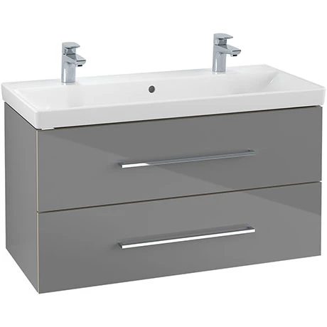 Villeroy and Boch Avento Crystal Grey 1000mm Wall Hung 2-Drawer Double Vanity Unit 3 Villeroy and Boch Avento Crystal Grey 1000mm Wall Hung 2-Drawer Double Vanity Unit