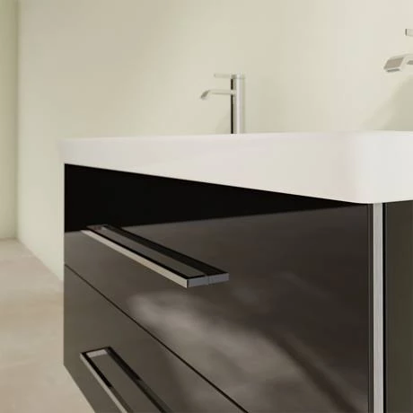 Villeroy and Boch Avento Crystal Black 1000mm Wall Hung 2-Drawer Double Vanity Unit 7 Villeroy and Boch Avento Crystal Black 1000mm Wall Hung 2-Drawer Double Vanity Unit - Image 5