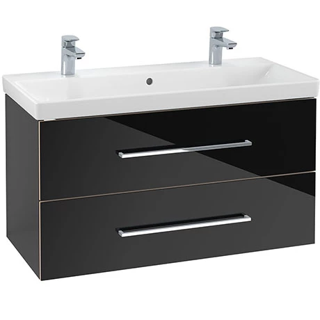Villeroy and Boch Avento Crystal Black 1000mm Wall Hung 2-Drawer Double Vanity Unit 3 Villeroy and Boch Avento Crystal Black 1000mm Wall Hung 2-Drawer Double Vanity Unit
