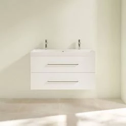 Villeroy and Boch Avento Crystal White 1000mm Wall Hung 2-Drawer Double Vanity Unit 10 Villeroy and Boch Avento Crystal White 1000mm Wall Hung 2-Drawer Double Vanity Unit -Wall Hung Vanity Units Shop SAVE01B401 D2 460