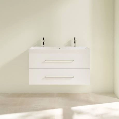 Villeroy and Boch Avento Crystal White 1000mm Wall Hung 2-Drawer Double Vanity Unit 5 Villeroy and Boch Avento Crystal White 1000mm Wall Hung 2-Drawer Double Vanity Unit - Image 3