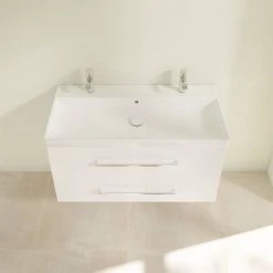 Villeroy and Boch Avento Crystal White 1000mm Wall Hung 2-Drawer Double Vanity Unit 11 Villeroy and Boch Avento Crystal White 1000mm Wall Hung 2-Drawer Double Vanity Unit -Wall Hung Vanity Units Shop SAVE01B401 D3 460
