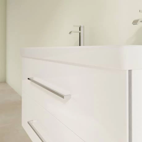 Villeroy and Boch Avento Crystal White 1000mm Wall Hung 2-Drawer Double Vanity Unit 7 Villeroy and Boch Avento Crystal White 1000mm Wall Hung 2-Drawer Double Vanity Unit - Image 5