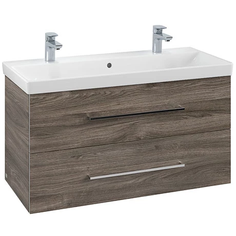 Villeroy and Boch Avento Stone Oak 1000mm Wall Hung 2-Drawer Double Vanity Unit 3 Villeroy and Boch Avento Stone Oak 1000mm Wall Hung 2-Drawer Double Vanity Unit