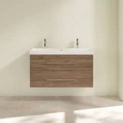 Villeroy and Boch Avento Arizona Oak 1000mm Wall Hung 2-Drawer Double Vanity Unit -Wall Hung Vanity Units Shop SAVE01VH01 D2 460