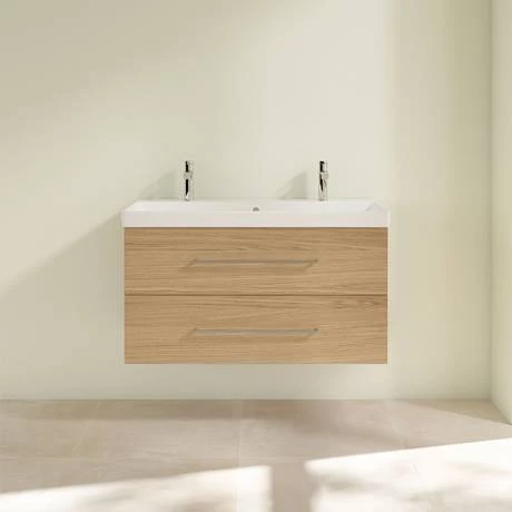 Villeroy and Boch Avento Nordic Oak 1000mm Wall Hung 2-Drawer Double Vanity Unit 5 Villeroy and Boch Avento Nordic Oak 1000mm Wall Hung 2-Drawer Double Vanity Unit - Image 3