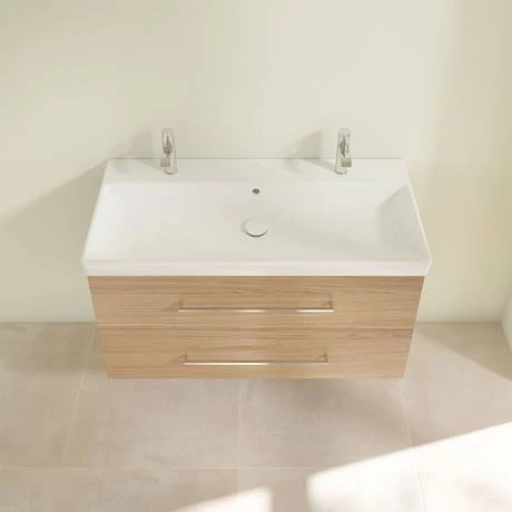 Villeroy and Boch Avento Nordic Oak 1000mm Wall Hung 2-Drawer Double Vanity Unit 6 Villeroy and Boch Avento Nordic Oak 1000mm Wall Hung 2-Drawer Double Vanity Unit - Image 4