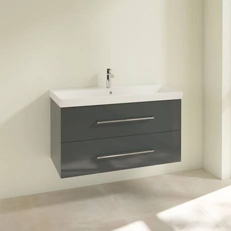 Villeroy and Boch Avento Crystal Grey 1000mm Wall Hung 2-Drawer Vanity Unit 4 Villeroy and Boch Avento Crystal Grey 1000mm Wall Hung 2-Drawer Vanity Unit - Image 2