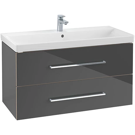 Villeroy and Boch Avento Crystal Grey 1000mm Wall Hung 2-Drawer Vanity Unit 3 Villeroy and Boch Avento Crystal Grey 1000mm Wall Hung 2-Drawer Vanity Unit