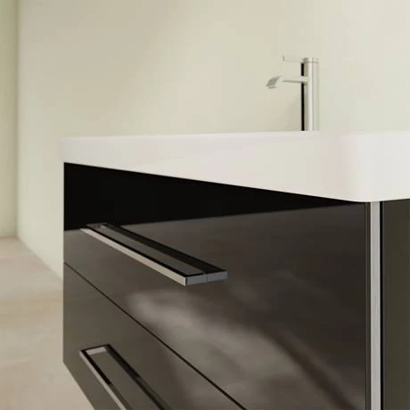 Villeroy and Boch Avento Crystal Black 1000mm Wall Hung 2-Drawer Vanity Unit 6 Villeroy and Boch Avento Crystal Black 1000mm Wall Hung 2-Drawer Vanity Unit - Image 4