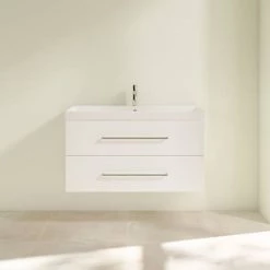 Villeroy and Boch Avento Wall Hung Vanity Unit 1000mm - Crystal White - SAVE03B401 -Wall Hung Vanity Units Shop SAVE03B401 D2 460