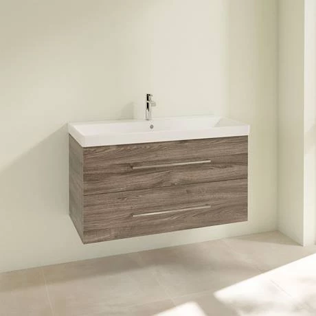 Villeroy and Boch Avento Stone Oak 1000mm Wall Hung 2-Drawer Vanity Unit 4 Villeroy and Boch Avento Stone Oak 1000mm Wall Hung 2-Drawer Vanity Unit - Image 2