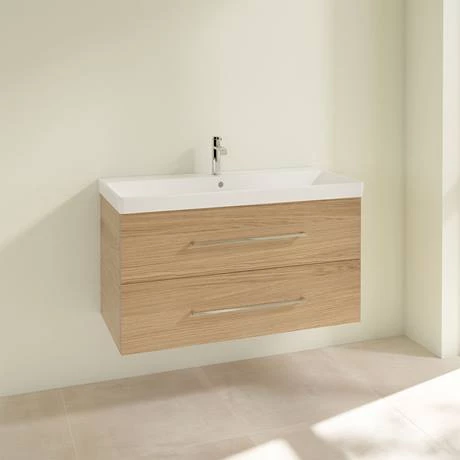 Villeroy and Boch Avento Nordic Oak 1000mm Wall Hung 2-Drawer Vanity Unit 4 Villeroy and Boch Avento Nordic Oak 1000mm Wall Hung 2-Drawer Vanity Unit - Image 2