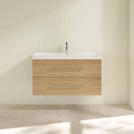 Villeroy and Boch Avento Nordic Oak 1000mm Wall Hung 2-Drawer Vanity Unit 5 Villeroy and Boch Avento Nordic Oak 1000mm Wall Hung 2-Drawer Vanity Unit - Image 3