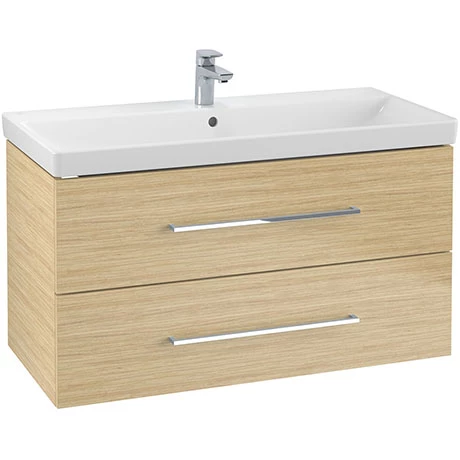 Villeroy and Boch Avento Nordic Oak 1000mm Wall Hung 2-Drawer Vanity Unit 3 Villeroy and Boch Avento Nordic Oak 1000mm Wall Hung 2-Drawer Vanity Unit