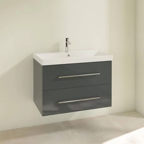 Villeroy and Boch Avento Crystal Grey 800mm Wall Hung 2-Drawer Vanity Unit 4 Villeroy and Boch Avento Crystal Grey 800mm Wall Hung 2-Drawer Vanity Unit - Image 2