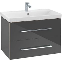 Villeroy and Boch Avento Crystal Grey 800mm Wall Hung 2-Drawer Vanity Unit