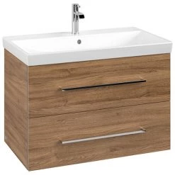 Villeroy and Boch Avento Oak Kansas 800mm Wall Hung 2-Drawer Vanity Unit