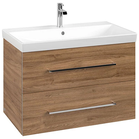 Villeroy and Boch Avento Oak Kansas 800mm Wall Hung 2-Drawer Vanity Unit 3 Villeroy and Boch Avento Oak Kansas 800mm Wall Hung 2-Drawer Vanity Unit