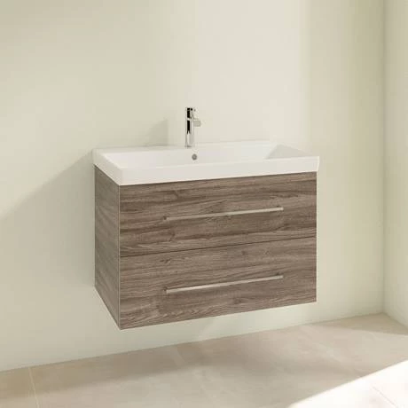 Villeroy and Boch Avento Stone Oak 800mm Wall Hung 2-Drawer Vanity Unit 4 Villeroy and Boch Avento Stone Oak 800mm Wall Hung 2-Drawer Vanity Unit - Image 2