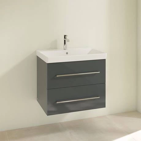 Villeroy and Boch Avento Crystal Grey 650mm Wall Hung 2-Drawer Vanity Unit 4 Villeroy and Boch Avento Crystal Grey 650mm Wall Hung 2-Drawer Vanity Unit - Image 2