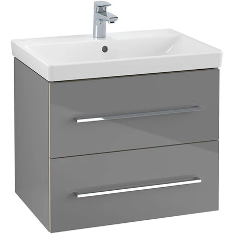 Villeroy and Boch Avento Crystal Grey 650mm Wall Hung 2-Drawer Vanity Unit 3 Villeroy and Boch Avento Crystal Grey 650mm Wall Hung 2-Drawer Vanity Unit