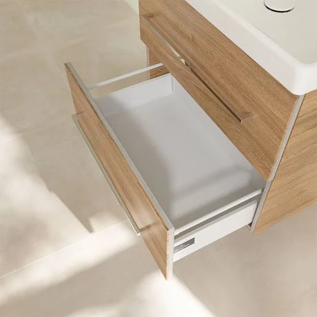 Villeroy and Boch Avento Oak Kansas 650mm Wall Hung 2-Drawer Vanity Unit 8 Villeroy and Boch Avento Oak Kansas 650mm Wall Hung 2-Drawer Vanity Unit - Image 6