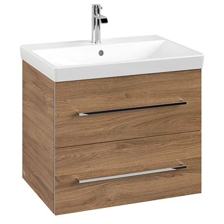 Villeroy and Boch Avento Oak Kansas 650mm Wall Hung 2-Drawer Vanity Unit 3 Villeroy and Boch Avento Oak Kansas 650mm Wall Hung 2-Drawer Vanity Unit