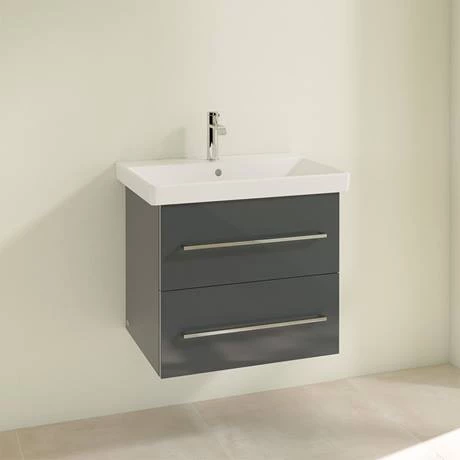 Villeroy and Boch Avento Crystal Grey 600mm Wall Hung 2-Drawer Vanity Unit 4 Villeroy and Boch Avento Crystal Grey 600mm Wall Hung 2-Drawer Vanity Unit - Image 2