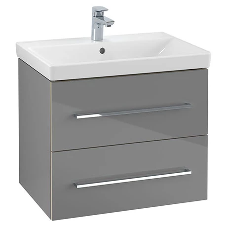 Villeroy and Boch Avento Crystal Grey 600mm Wall Hung 2-Drawer Vanity Unit 3 Villeroy and Boch Avento Crystal Grey 600mm Wall Hung 2-Drawer Vanity Unit