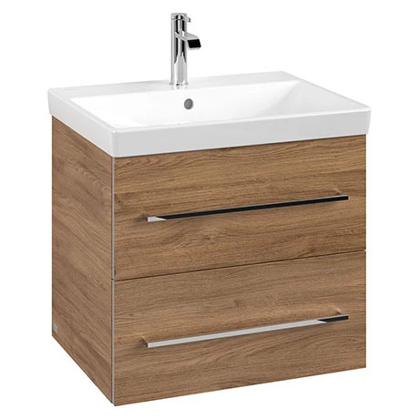 Villeroy and Boch Avento Oak Kansas 600mm Wall Hung 2-Drawer Vanity Unit 3 Villeroy and Boch Avento Oak Kansas 600mm Wall Hung 2-Drawer Vanity Unit