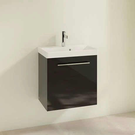 Villeroy and Boch Avento Crystal Black 550mm Wall Hung 1-Door Vanity Unit 4 Villeroy and Boch Avento Crystal Black 550mm Wall Hung 1-Door Vanity Unit - Image 2