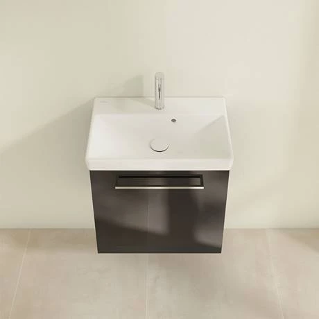 Villeroy and Boch Avento Crystal Black 550mm Wall Hung 1-Door Vanity Unit 6 Villeroy and Boch Avento Crystal Black 550mm Wall Hung 1-Door Vanity Unit - Image 4