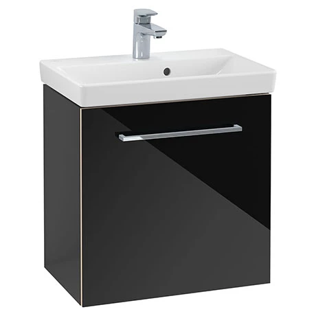 Villeroy and Boch Avento Crystal Black 550mm Wall Hung 1-Door Vanity Unit 3 Villeroy and Boch Avento Crystal Black 550mm Wall Hung 1-Door Vanity Unit
