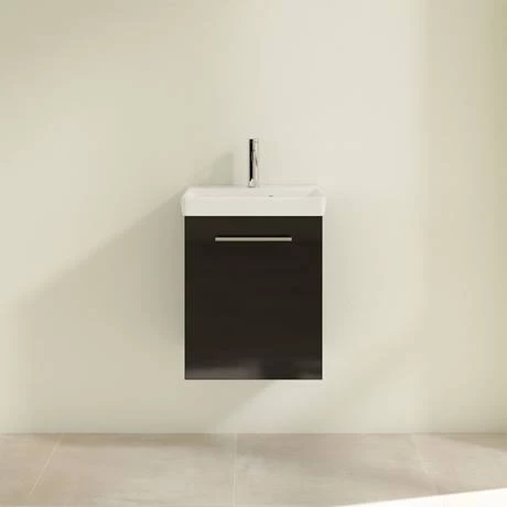 Villeroy and Boch Avento Crystal Black 450mm Wall Hung 1-Door Vanity Unit 5 Villeroy and Boch Avento Crystal Black 450mm Wall Hung 1-Door Vanity Unit - Image 3