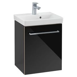 Villeroy and Boch Avento Crystal Black 450mm Wall Hung 1-Door Vanity Unit