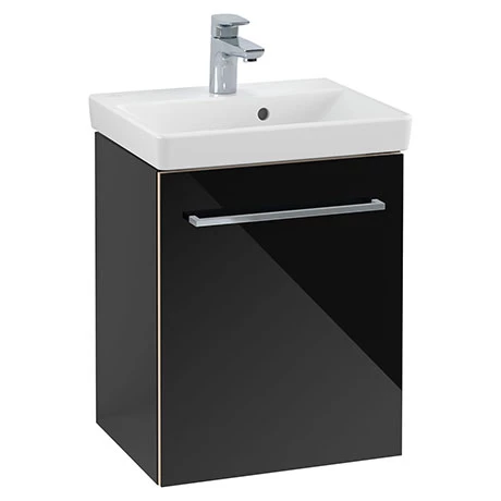 Villeroy and Boch Avento Crystal Black 450mm Wall Hung 1-Door Vanity Unit 3 Villeroy and Boch Avento Crystal Black 450mm Wall Hung 1-Door Vanity Unit
