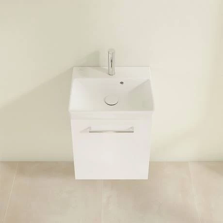 Villeroy and Boch Avento Crystal White 450mm Wall Hung 1-Door Vanity Unit 6 Villeroy and Boch Avento Crystal White 450mm Wall Hung 1-Door Vanity Unit - Image 4
