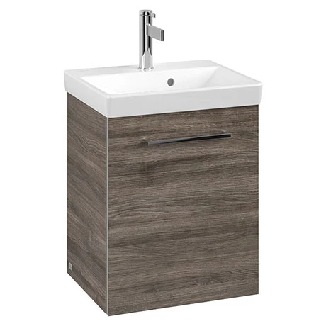 Villeroy and Boch Avento Stone Oak 450mm Wall Hung 1-Door Vanity Unit 3 Villeroy and Boch Avento Stone Oak 450mm Wall Hung 1-Door Vanity Unit