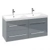 Villeroy and Boch Avento Crystal Grey 1200mm Wall Hung 4-Drawer Double Vanity Unit 2 Villeroy and Boch Avento Crystal Grey 1200mm Wall Hung 4-Drawer Double Vanity Unit -Wall Hung Vanity Units Shop SAVE29B101 P1
